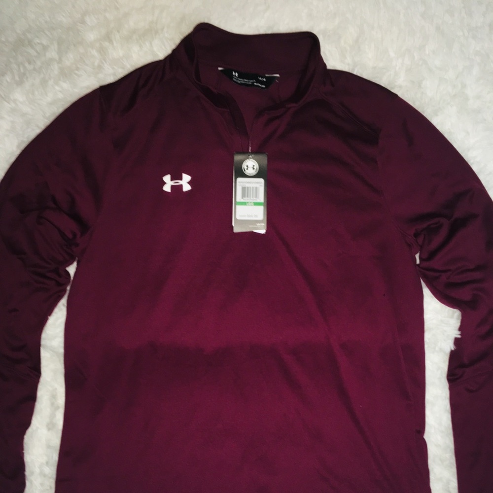 Under Armour Burgundy Wine 1/4 Zip   Long Sleeve L - Picture 2 of 8